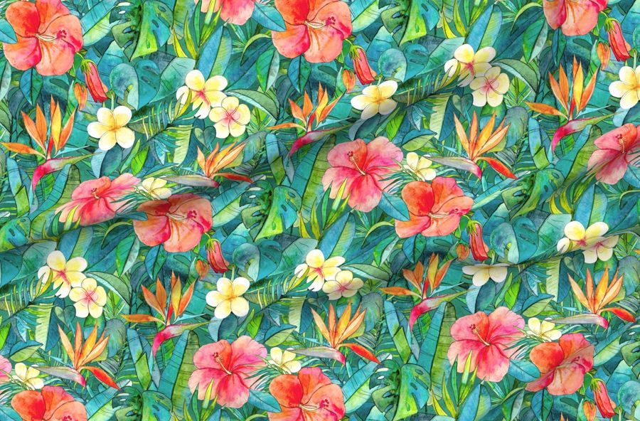 Classic Tropical Garden In Watercolors 2 Extra Large Print