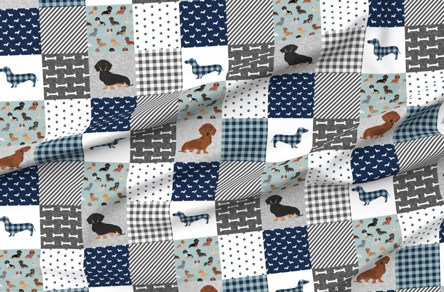 Dachshund Pet Quilt B Dog Breed Silhouette Cheater Quilt Multi Coats