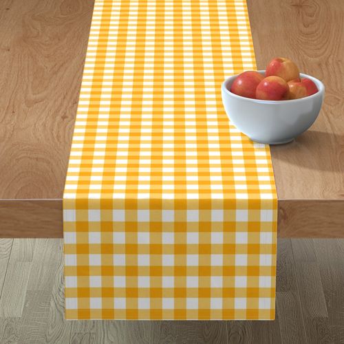 Table Runner Orange Yellow White Gingham Plaid Checked Country Cotton  Sateen | eBay