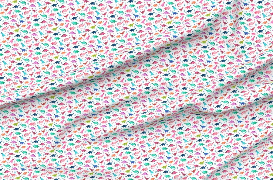 Tiny Multicolored Dinos On White