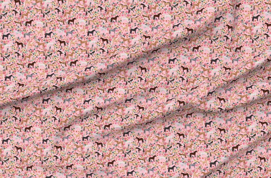 Horse Multi Coat Floral Horses  Pink