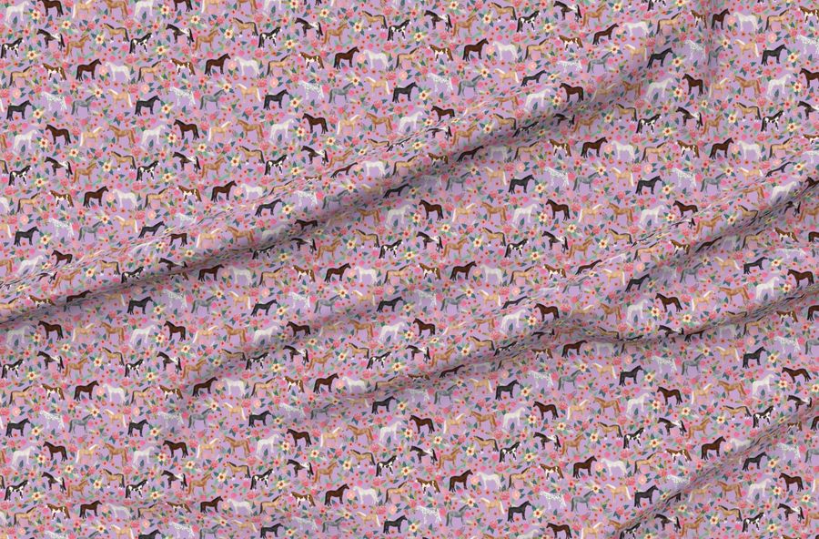 Horse Multi Coat Floral Horses  Purple