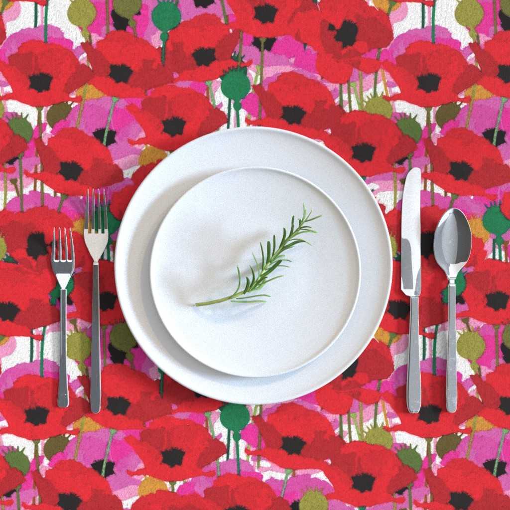 Tablecloth Poppies Floral Spring Garden Flowers Foliage Red Nature ...
