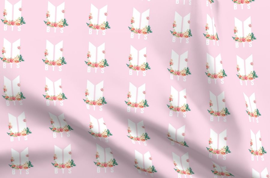 Pink BTS floral logo - Spoonflower