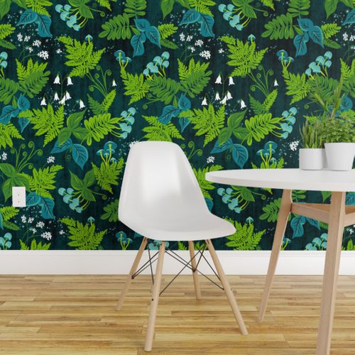 Details About Peel And Stick Removable Wallpaper Leaves Ferns Nature Forest Green Plants
