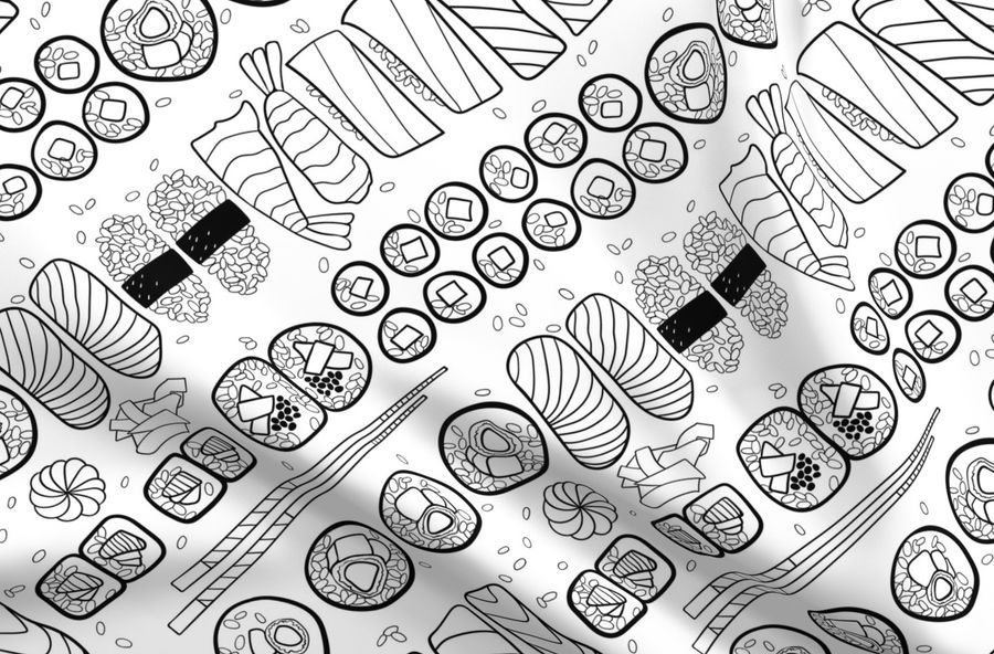 Download Sushi Coloring - Spoonflower