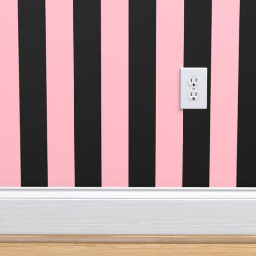 Wallpaper Light Pink And Black Stripes 2in Halloween Vertical