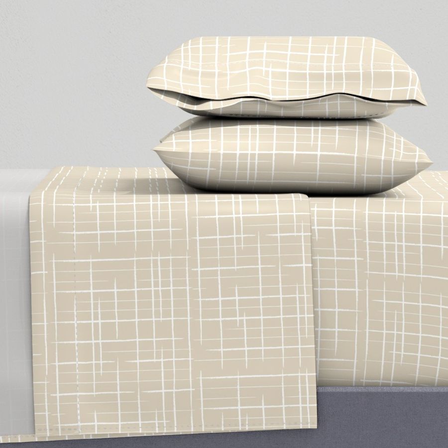 Spoonflower Shorts Shorts And Victory Grid Taupe King Sheet Set