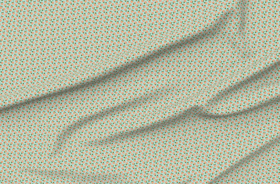 (Micro Scale) Peaches - Polka Dots On Aqua C18Bs