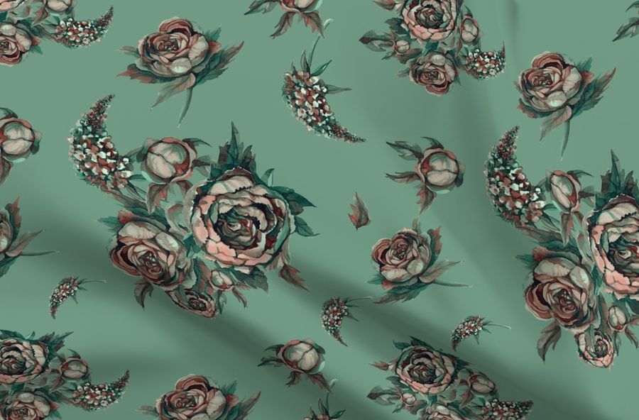 Fleurs Lilas Patron Sans Couture Vert Blanc Aquarelle