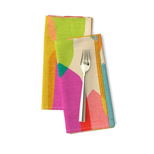 - Moonflower Green  Blue Yellow Floral Art Nouveau Cloth Napkins by Spoonflower Small Scale by dj-v Set of 2 Flower Dinner Napkins