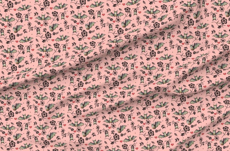 Bats And Hearts With Pink Background