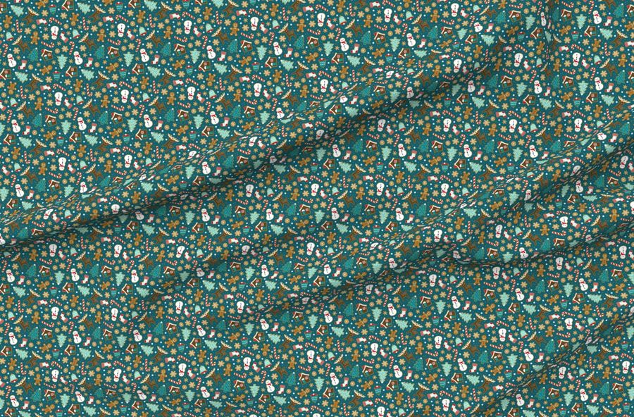 Christmas Gingerbread Cookies On Dark Teal (Small)