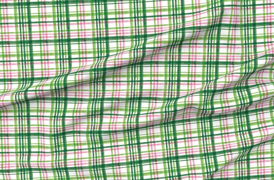 Irish Plaid - Watercolor With Pink - St Patricks Day