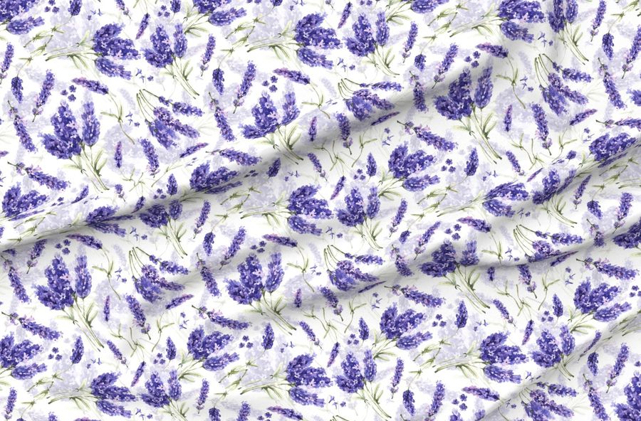 Watercolor Lavender Bouquets Purple Floral Spring Botanical Garden Flowers