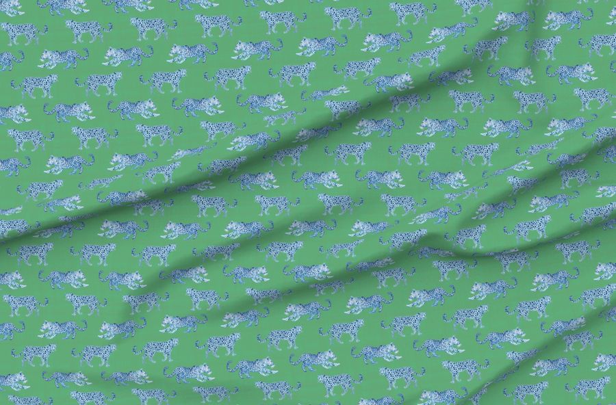 Leopard Parade Blue On Celadon