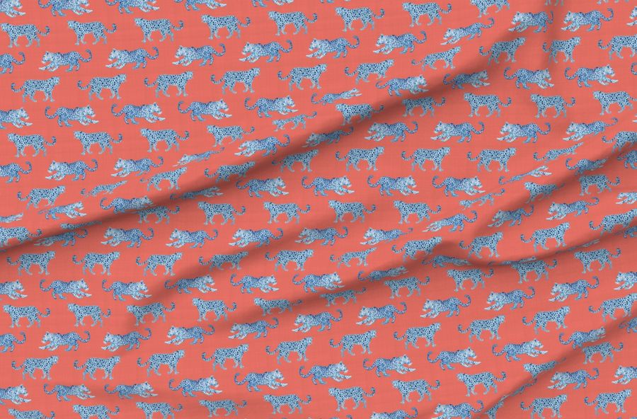 Leopard Parade Blue On Orange
