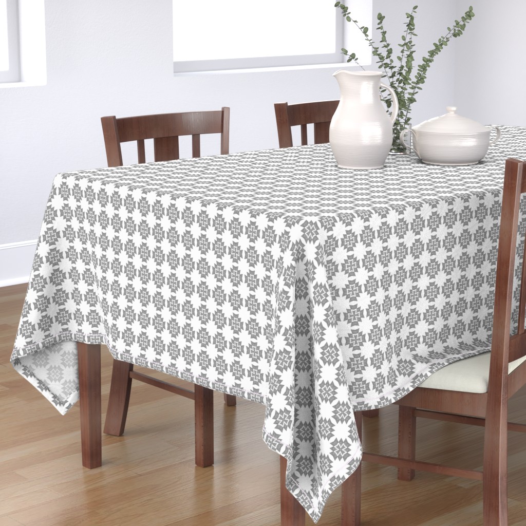 Tablecloth Grey Limited time for free shipping White Maltese Bargain Cross Frame Starburst Geometric Co