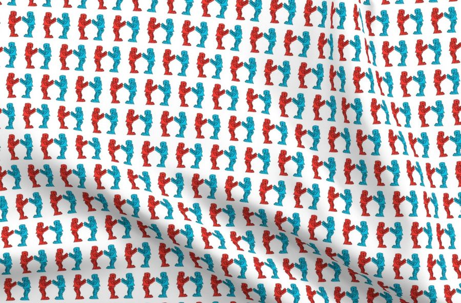 Robots Red And Blue Toys Retro Toy F Spoonflower