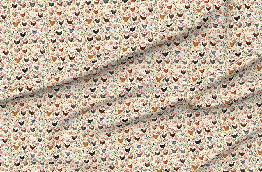 Chicken Breeds Floral Floral Chicken Chickens Floral Bird Birds Cream