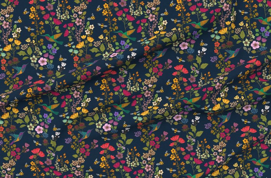 Hummingbirds And Bees Deep Blue