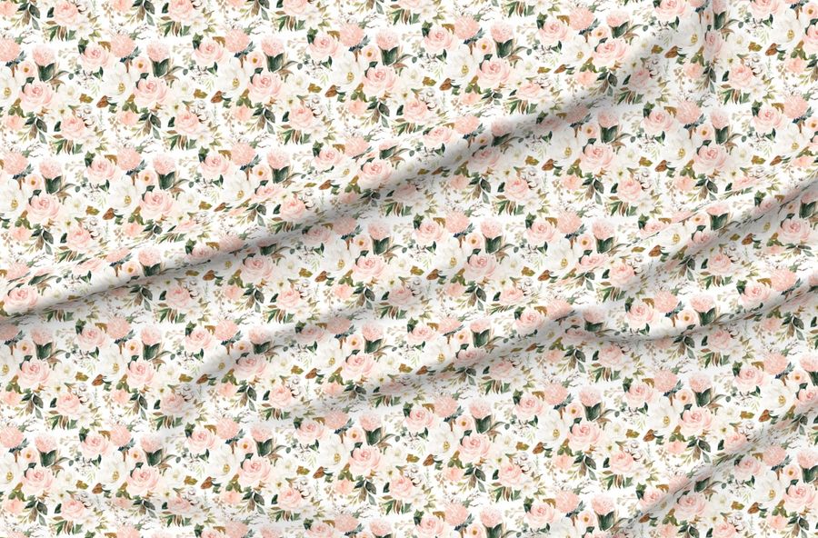 Vintage Magnolia Florals / White Magnolia Watercolor Floral Blush Pink