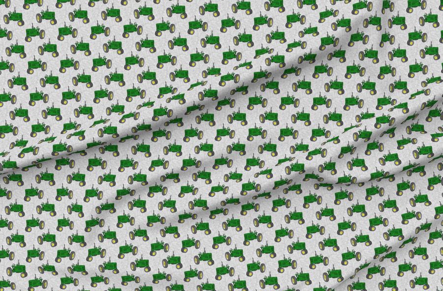 Vintage Tractors - Green & Yellow On Grey - Lad19