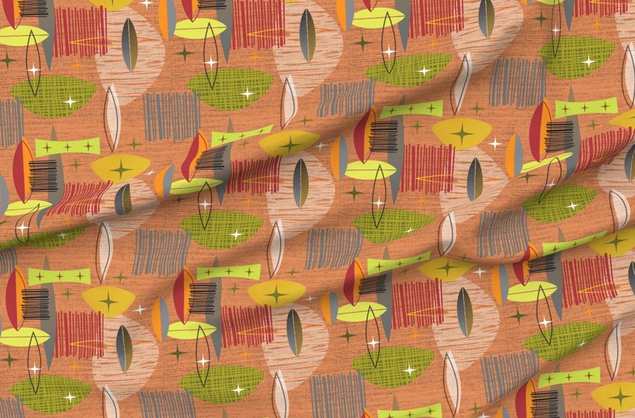 Mid Century Modern Graphic Salmon