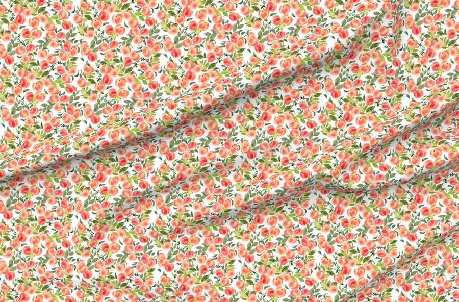 Watercolor Peaches // Small // White - Summer Fruit