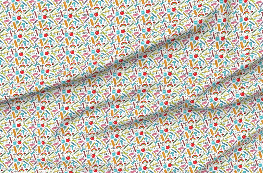 Small School Supplies On White