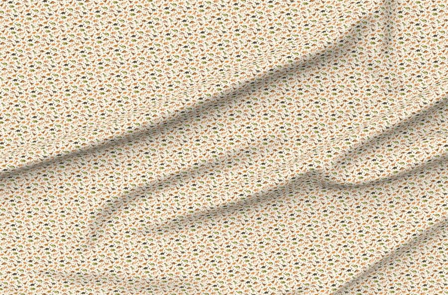 Extra Tiny Mustard & Olive Green Dinos On Textured Cream