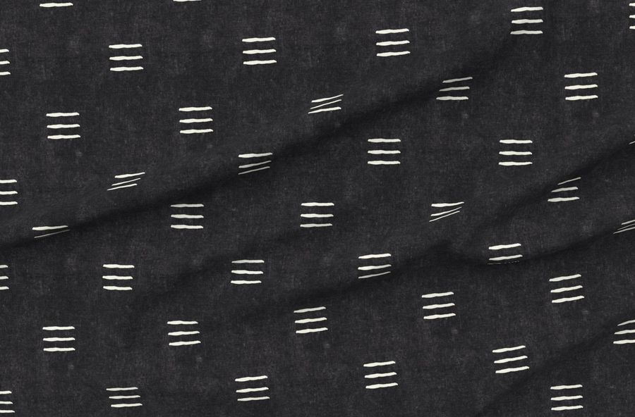 Triple Dash - Mud Cloth - Onyx - Mudcloth Farmhouse Tribal - Lad19
