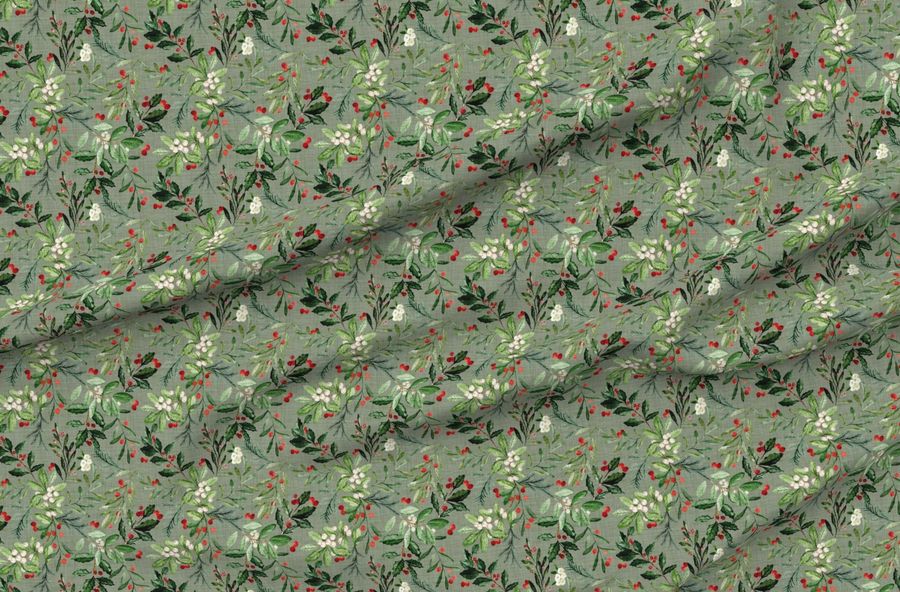Mistletoe And Holly Christmas Florals // Sage Linen