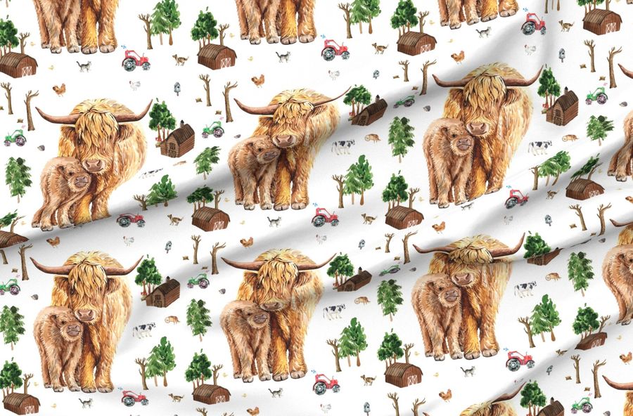18X18" Highland Cow Farm Patch