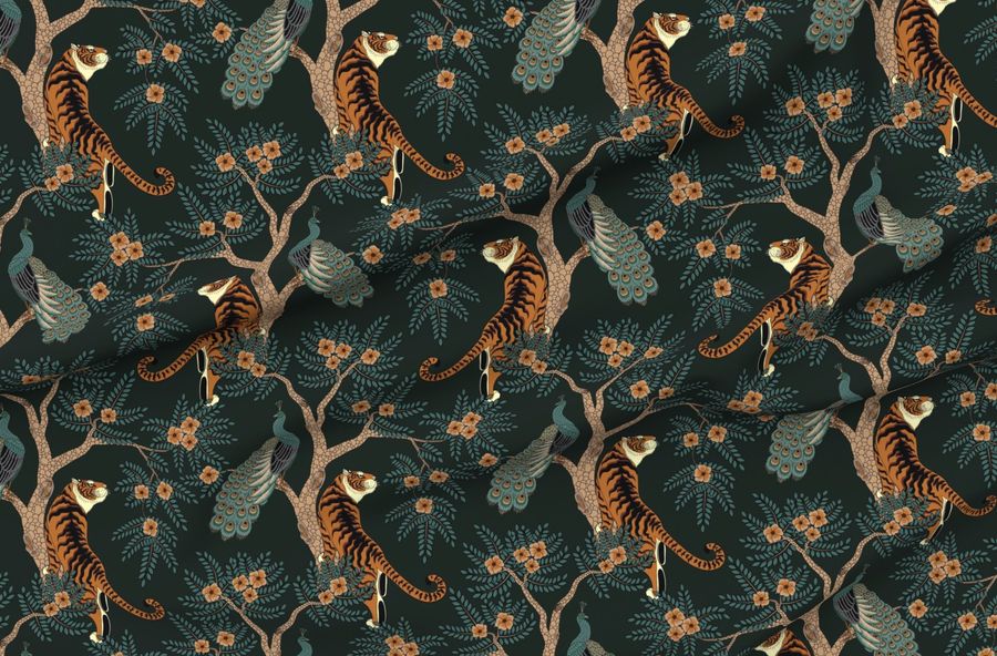 Tiger And Peacock Dark Green (Large Scale)