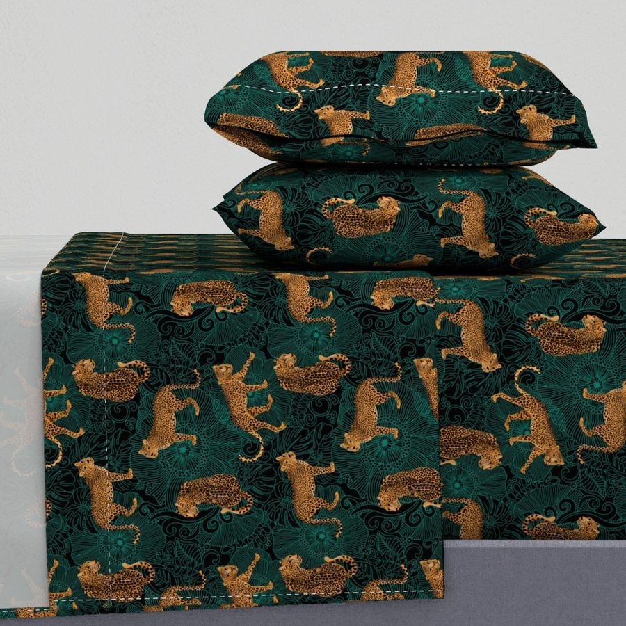 Spoonflower Leopard Exotic Jungle Black Small Full Sheet Set