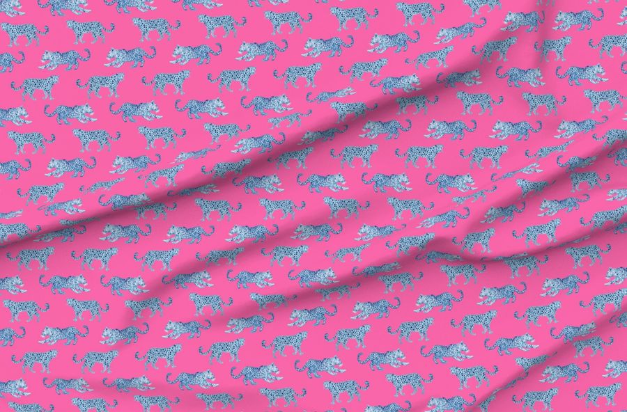 Leopard Parade Blue On Hot Pink