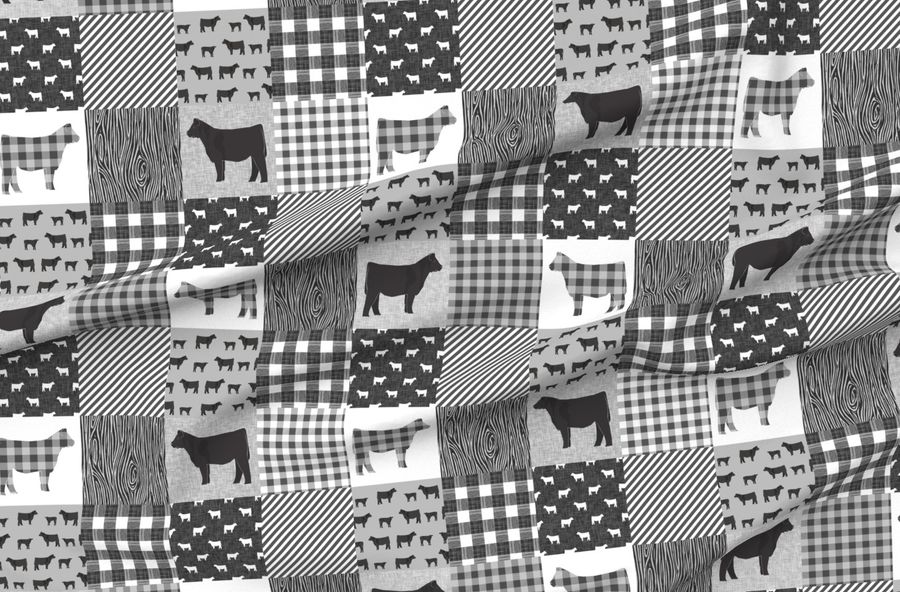 Cow Quilt  - Black Cattle  Cow  - Black And Grey