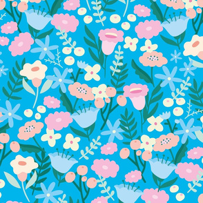 Flower pattern blue