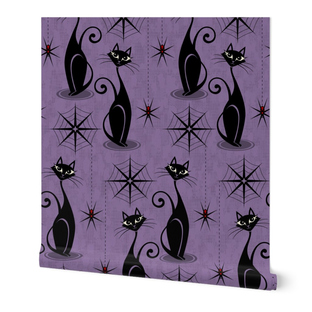 Retro Spooky Meow - Distressed Purple