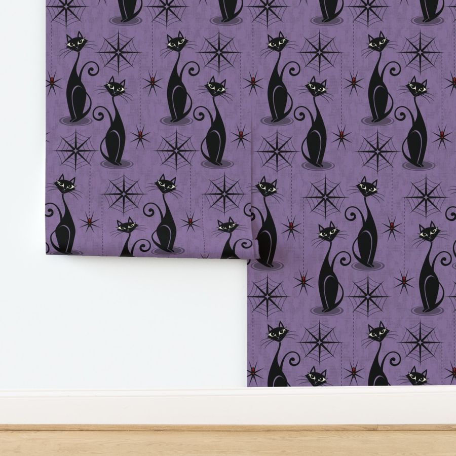 Retro Spooky Meow - Distressed Purple