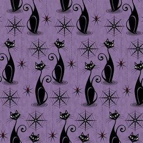 Retro Spooky Meow - Distressed Purple