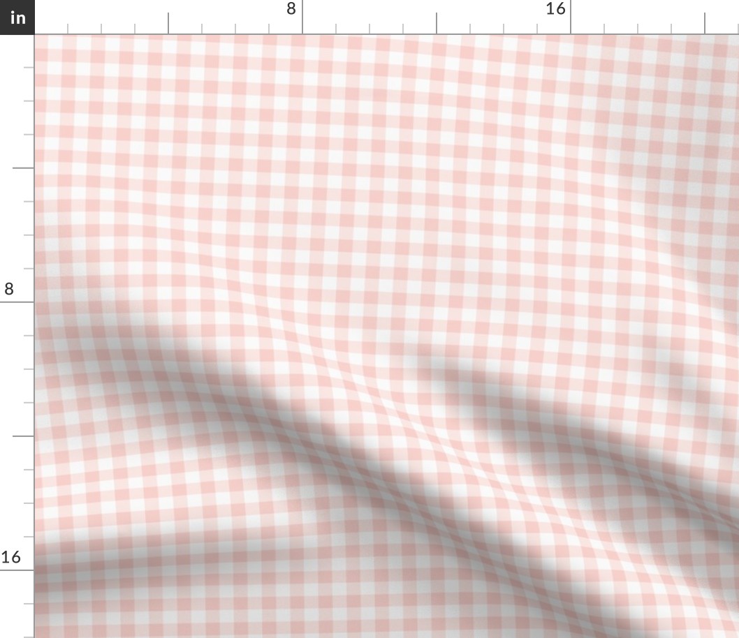 3/8" Rose Gold Gingham: Tiny Rose Gold Gingham Check, Buffalo Plaid