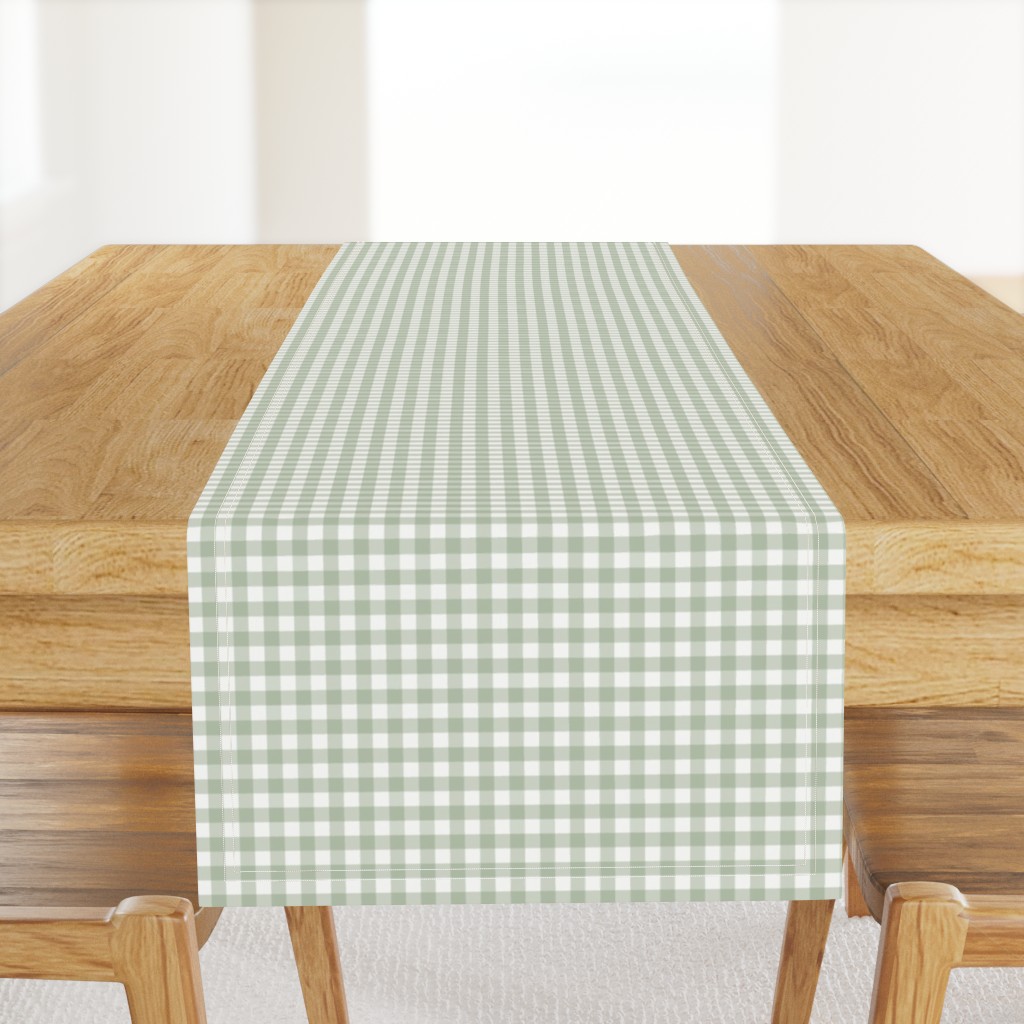 3/8" Sage Green Gingham: Light Sage Gingham Check, Green Buffalo Plaid