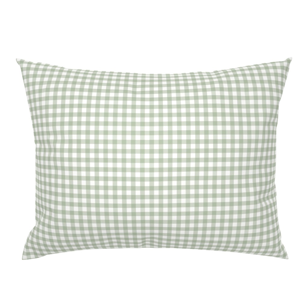 3/8" Sage Green Gingham: Light Sage Gingham Check, Green Buffalo Plaid