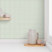 3/8" Sage Green Gingham: Light Sage Gingham Check, Green Buffalo Plaid