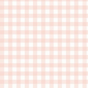 3/8" Shell Pink Gingham: Pastel Copper Pink Gingham, Tiny Check, Buffalo Plaid