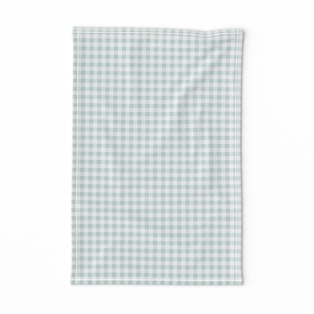 3/8" Aqua Gingham: Light Watery Blue Green Gingham Check, Dusty Aqua, Buffalo Plaid