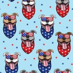 Patriotic Pit Bulls - Pitties with flag glasses - blue - LAD20