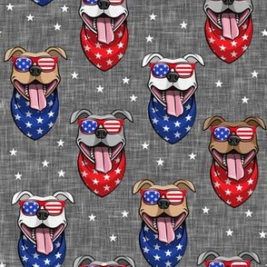 Patriotic Pit Bulls - Pitties with flag glasses - dark grey - LAD20